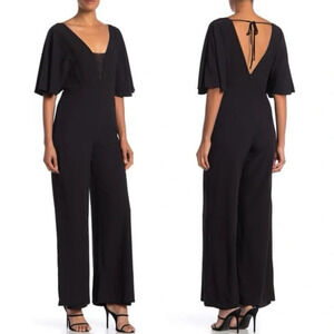 Marina • Black V-Neck Dolman Sleeve Jumpsuit